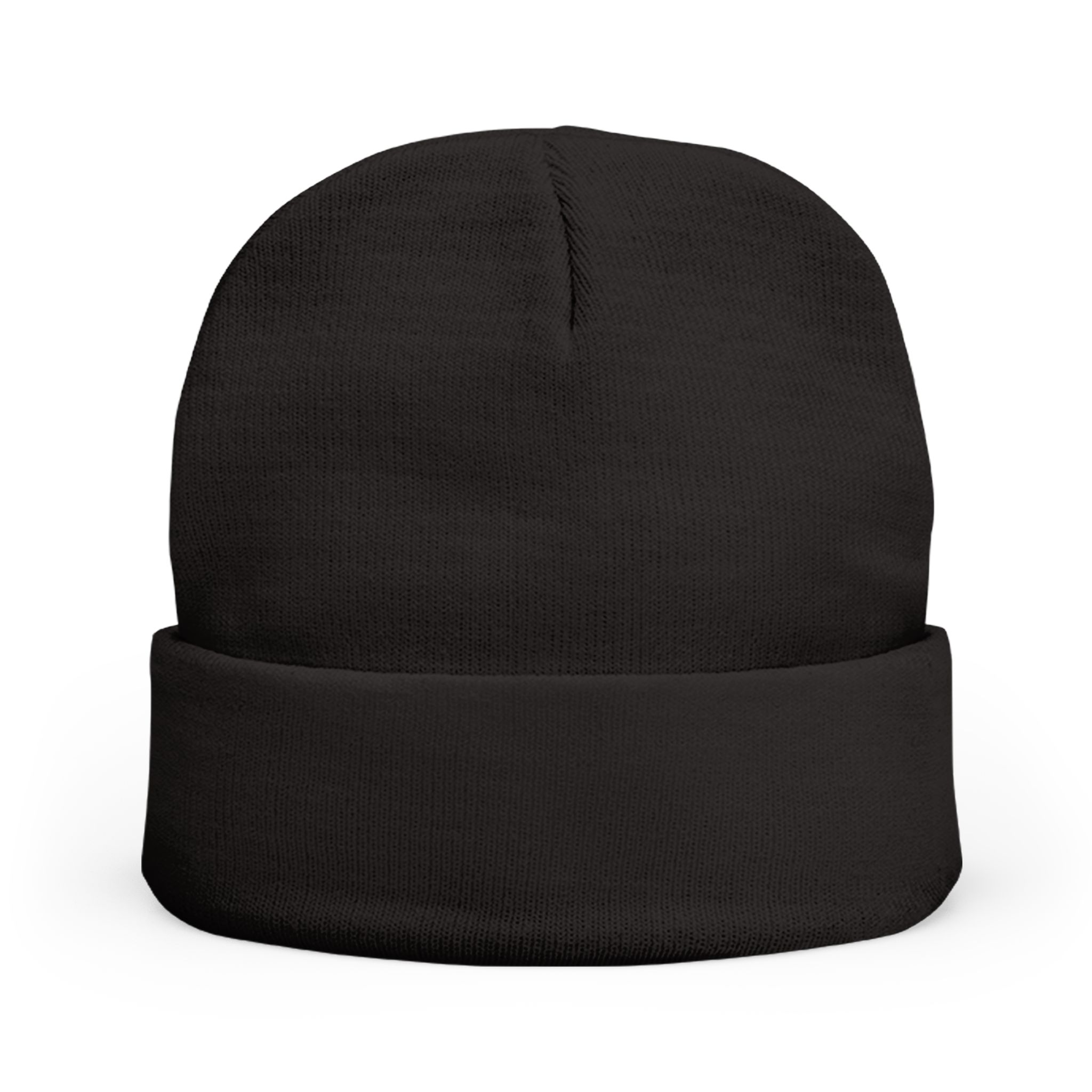 Embroidered 'Stone Protection' Knit Beanie — Warm Gray Cuffed Hat with Logo - Image 6
